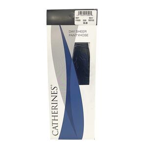 Catherines Day Sheer Pantyhose 1 Pair Size F 400 lbs to 450 lbs Navy Blue